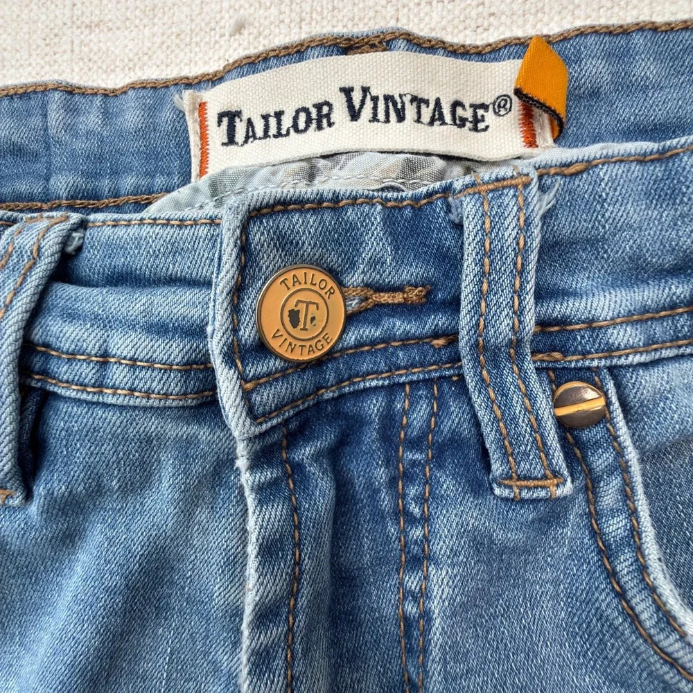 Tailor Vintage Canaan Jeans Mens 28x30 Slim Fit Comfort Stretch Blue Solid Denim